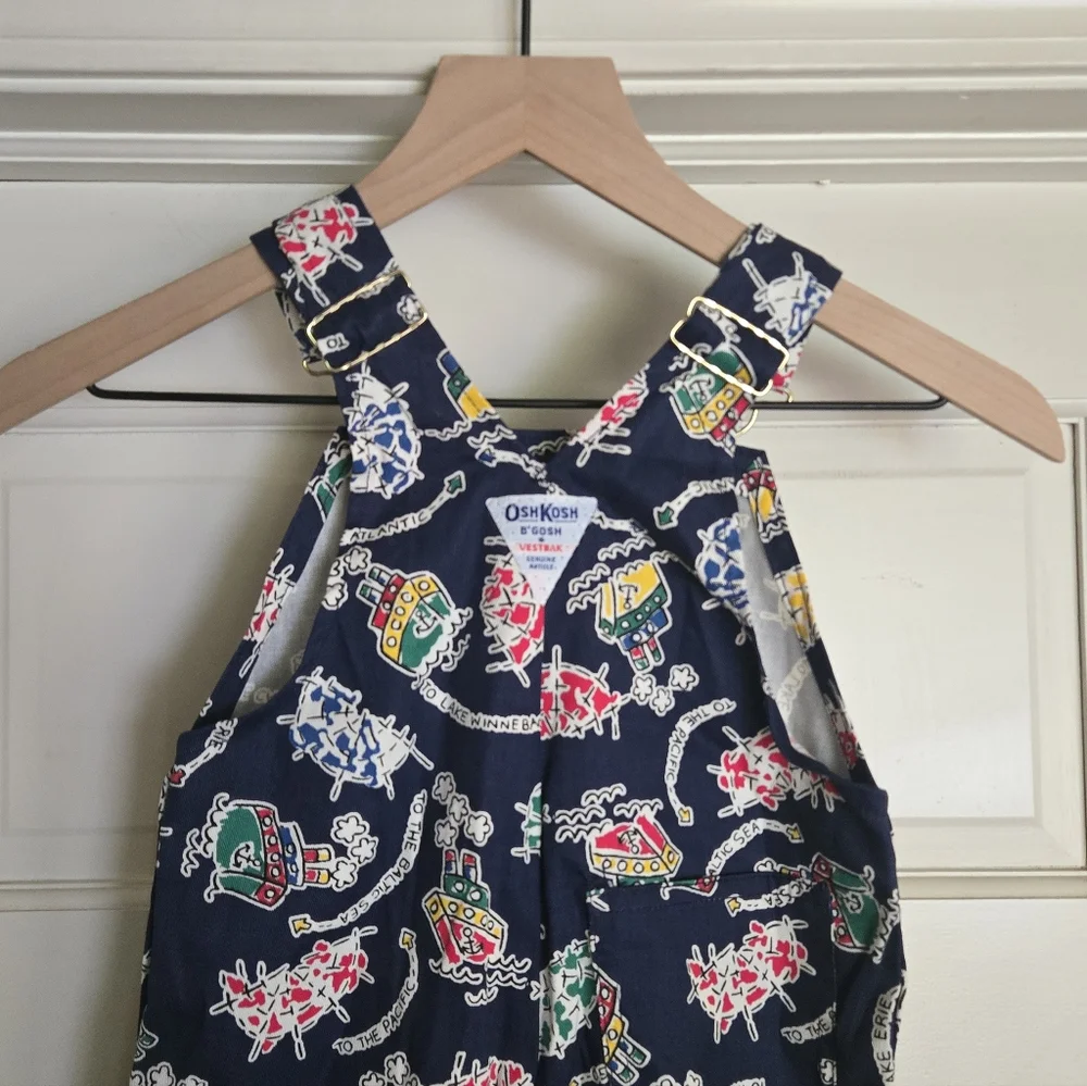 OshKosh B'gosh Vintage Lake Ocean Nautical Overalls 3T